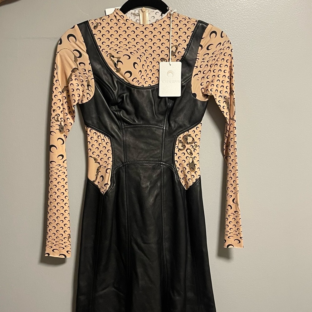 MARINE SERRE REGENERATED LEATHER HYBRID STRETCH DRESS - Picture 3 of 8